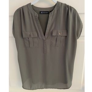 INC army green shortsleeved blouse (NWOT)